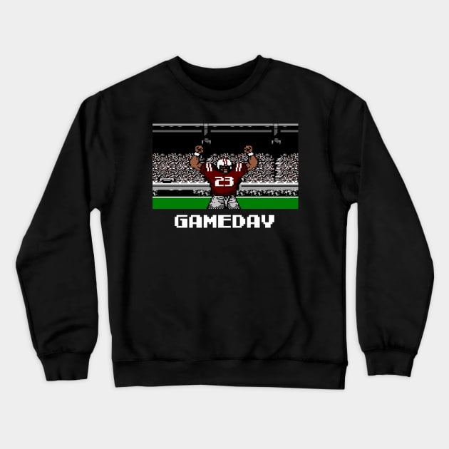 Maroon and Gray Football Gameday Retro 8 Bit Linebacker Crewneck Sweatshirt by SLAG_Creative